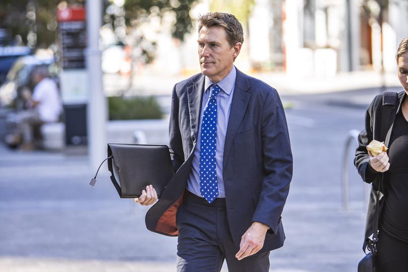 Former Attorney-General Christian Porter arrives at Perth District Court on Tuesday where he refused to comment on the upcoming Federal Election.