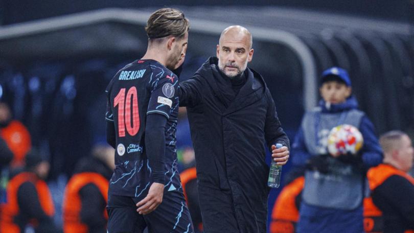 Jack Grealish limped out of Manchester City's Champions League last-16 clash in Denmark. (AP PHOTO)