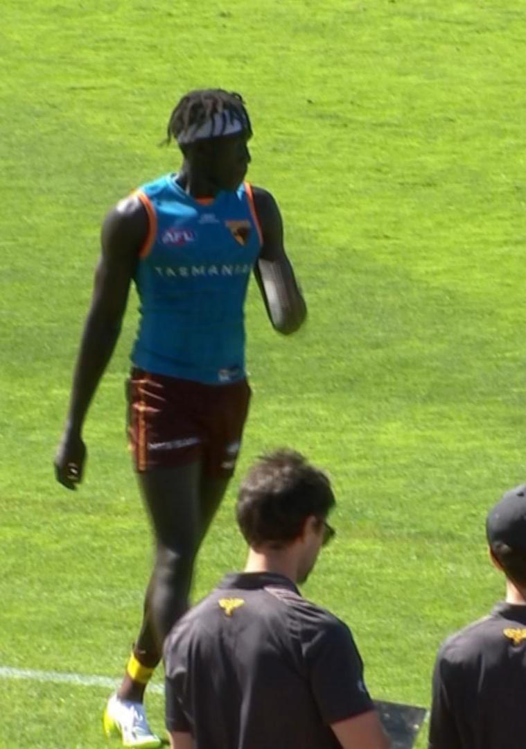 Changkuoth Jiath at Hawthorn training on Thursday.