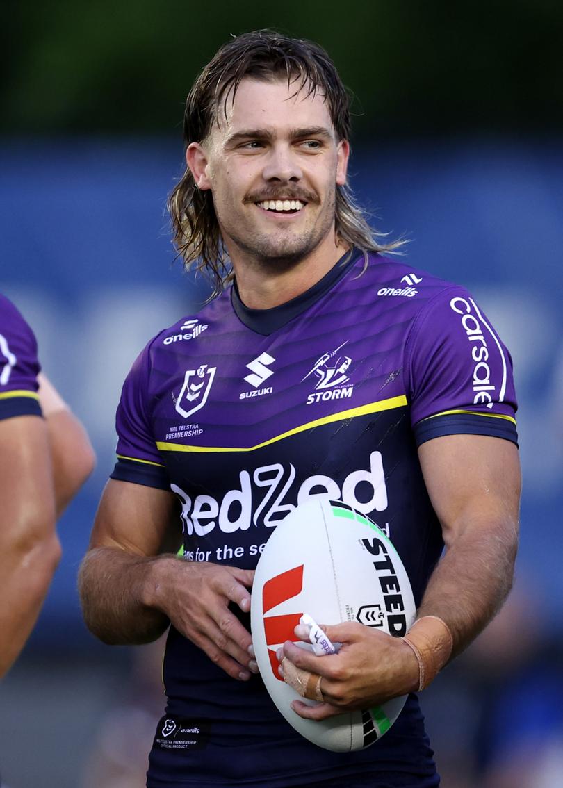 SYDNEY, AUSTRALIA - FEBRUARY 15: Ryan Papenhuyzen of the Storm looks on during the NRL Pre-season challenge match between Canterbury Bulldogs and Melbourne Storm at Belmore Sports Ground on February 15, 2024 in Sydney, Australia. (Photo by Brendon Thorne/Getty Images)