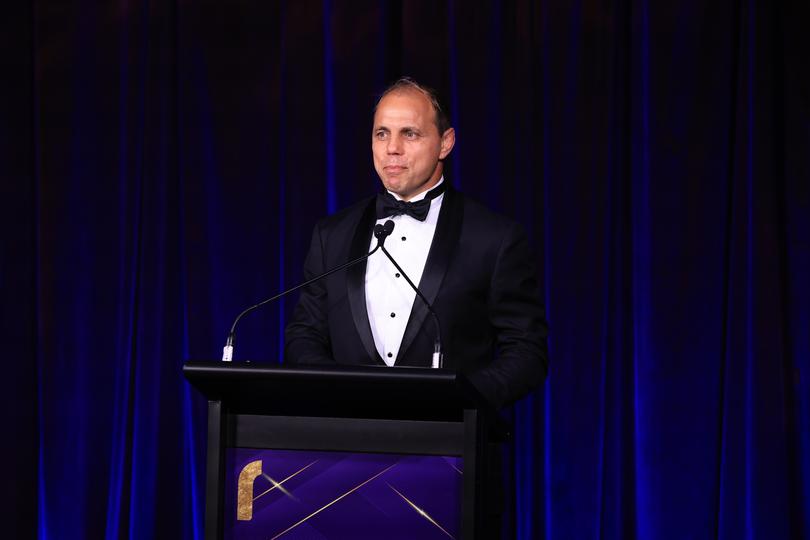 SYDNEY, AUSTRALIA - FEBRUARY 07: CEO Phil Waugh speaks during the 2023 Rugby Australia Awards at Doltone House on February 07, 2024 in Sydney, Australia. (Photo by Mark Evans/Getty Images for Getty Images)