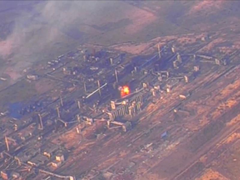 An aerial view of the Avdiivka coke plant in eastern Ukraine