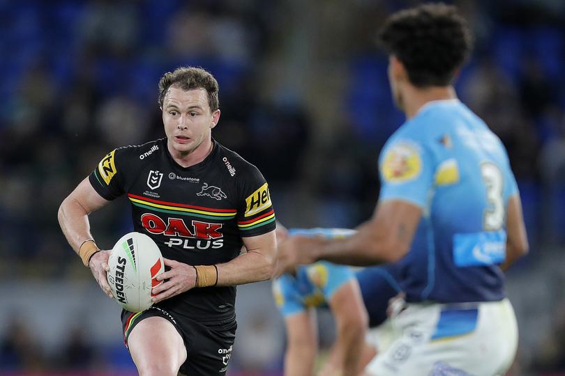GOLD COAST, AUSTRALIA - AUGUST 19: Dylan Edwards of Panthers during the round 25 NRL match between Gold Coast Titans and Penrith Panthers at Cbus Super Stadium on August 19, 2023 in Gold Coast, Australia. (Photo by Getty Images/Getty Images)