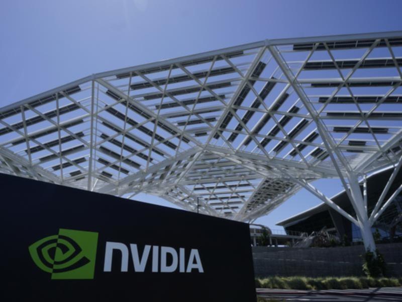 A file photo of the Nvidia sign