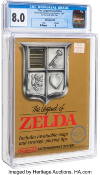 The sealed copy of 1987′s The Legend of Zelda.