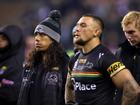 Jarome Luai and James Fisher-Harris look on dejected after the loss.