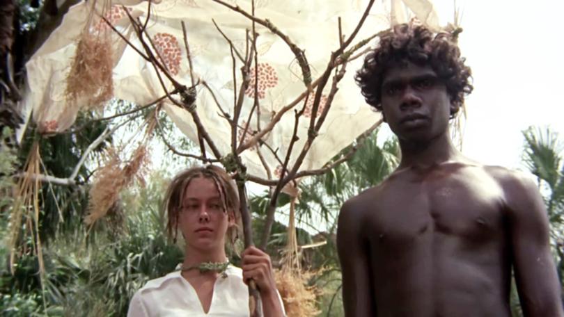 Jenny Agutter and David Gulpilil in the movie Walkabout (1971).