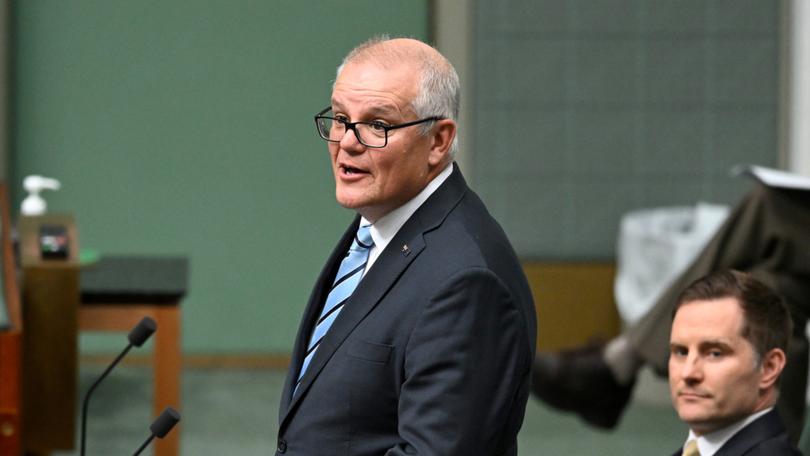 Former Australian Prime Minister Scott Morrison delivers his valedictory speech in the House of Representatives at Parliament House.