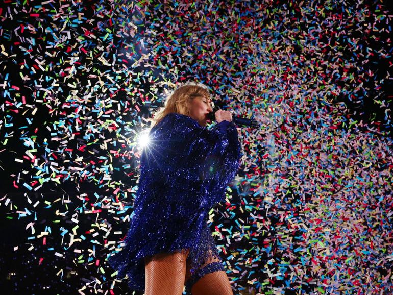 Taylor Swift in concert.