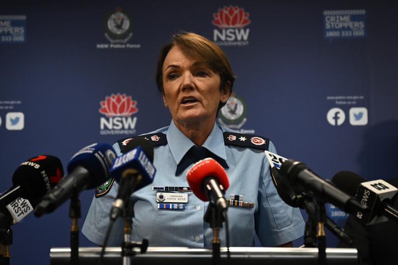 NSW Police Commissioner Karen Webb addresses media during a press conference.