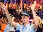 A file photo of Constable Beau Lamarre taking part in the 2020 Mardi Gras parade in Sydney. 
