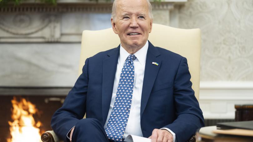 President Joe Biden speaks during a meeting with Congressional leaders.