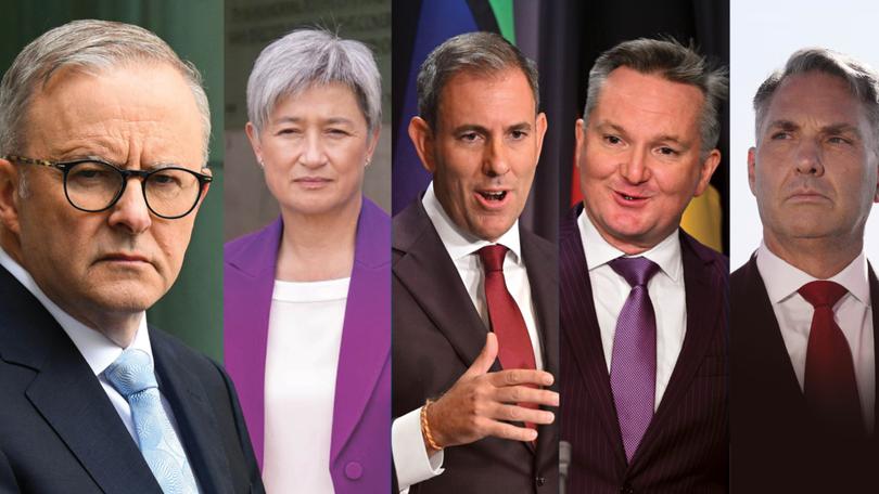 Anthony Albanese and Cabinet members Penny Wong, Jim Chalmers, Chris Bowen and Richard Marles.