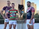 NRL stars Damien Cook (c) and James Tedesco (r) are open to ending their careers in the US. (Scott Bailey/AAP PHOTOS)