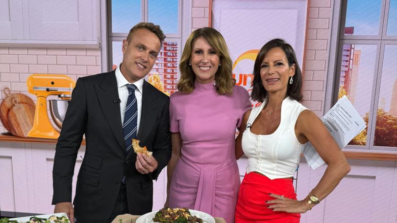 Sarah Di Lorenzo (right) with Natalie Barr (centre) and Matt Shirvington (left) on Sunrise.