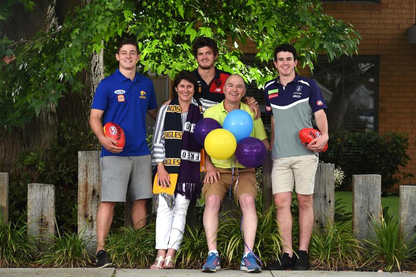 Debra and Mark Brayshaw with their three sons, Hamish Brayshaw, Angus Brayshaw and Andrew Brayshaw. 