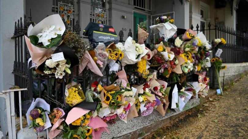 Tributes at the Paddington home of Jesse Baird who was shot dead with his boyfriend Luke Davies. (Bianca De Marchi/AAP PHOTOS)