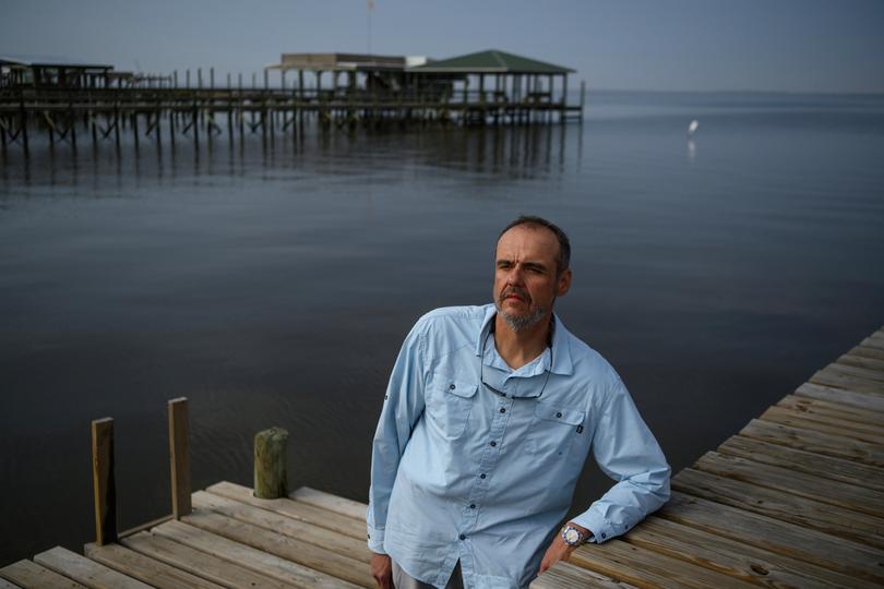 Otto Abad,  an independent voter from Scott, La., near his lake house on Calcasieu Lake in Lake Charles, La..