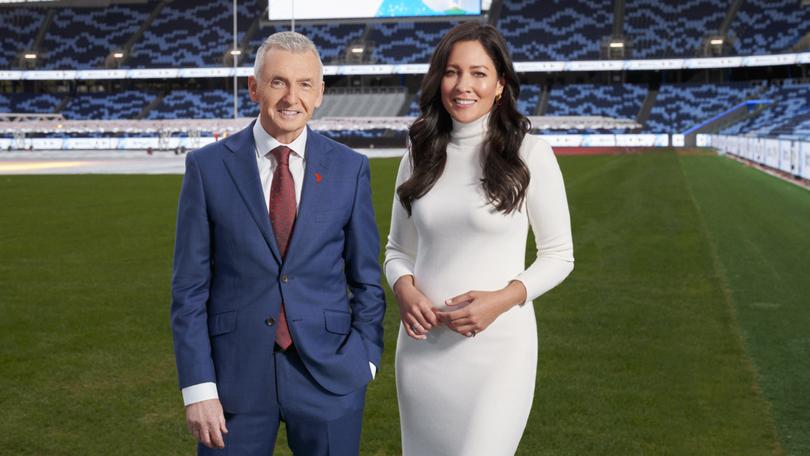 Seven’s top sports commentators Bruce McAvaney and Mel McLaughlin.