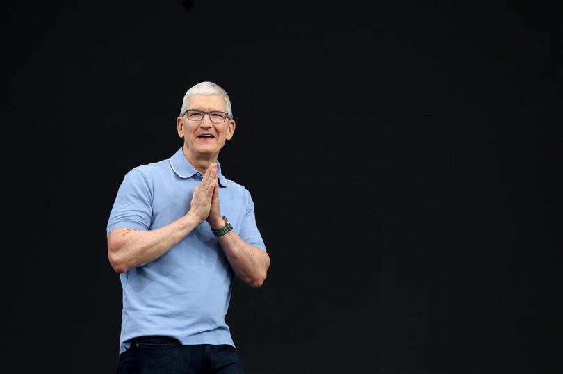 CUPERTINO, CALIFORNIA - JUNE 05: Apple CEO Tim Cook speaks before the start of the Apple Worldwide Developers Conference on June 05, 2023 in Cupertino, California. Apple CEO Tim Cook kicked off the annual WWDC22 developer conference with the announcement of the new Apple Vision Pro mixed reality headset. (Photo by Justin Sullivan/Getty Images)