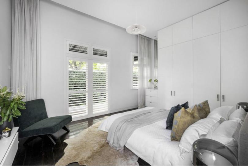 One of the bedrooms in the Prahran home.