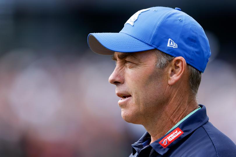 MELBOURNE, AUSTRALIA - MARCH 03: Alastair Clarkson, Senior Coach of the Kangaroos is seen during the 2024 AFL AAMI Community Series match between the St Kilda Saints and North Melbourne Kangaroos at RSEA Park on March 03, 2024 in Melbourne, Australia. (Photo by Dylan Burns/AFL Photos via Getty Images)