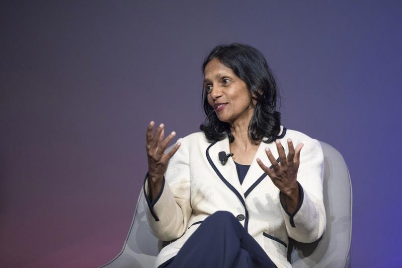 Shemara Wikramanayake, chief executive officer of Macquarie Group Ltd., speaks during the AFR Business Summit in Sydney, Australia, on Tuesday, March 7, 2023. The summit runs through March 8. Photographer: Brent Lewin/Bloomberg