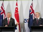 Singapore Prime Minister Lee Hsien Loong (L) and Australian Prime Minister Anthony Albanese.