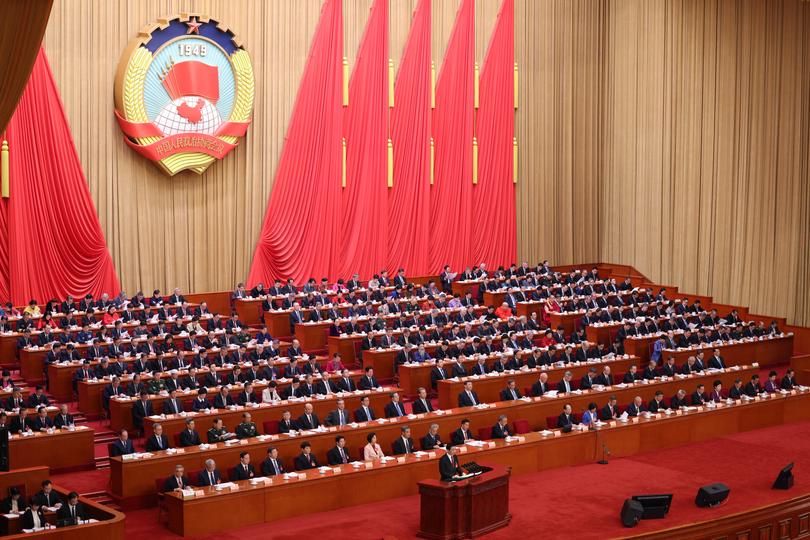 BEIJING, CHINA - MARCH 4:  A general view of the opening ceremony of the Chinese People's Political Consultative Conference (CPPCC) at The Great Hall of People on March 4, 2024 in Beijing, China.China's annual political gathering known as the Two Sessions will convene leaders and lawmakers to set the government's agenda for domestic economic and social development for the year.  (Photo by Lintao Zhang/Getty Images) *** BESTPIX ***