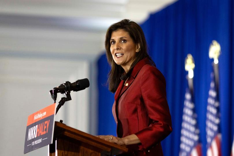 Nikki Haley, former governor of South Carolina and 2024 Republican presidential candidate, during an election night watch party in Charleston, South Carolina, US, on Saturday, Feb. 24, 2024. Donald Trump won the Republican presidential primary in South Carolina, according to AP, delivering a blow to rival Nikki Haley in her home state as the former president continues his sweep of the 2024 nominating contests. Photographer: Christian Monterrosa/Bloomberg