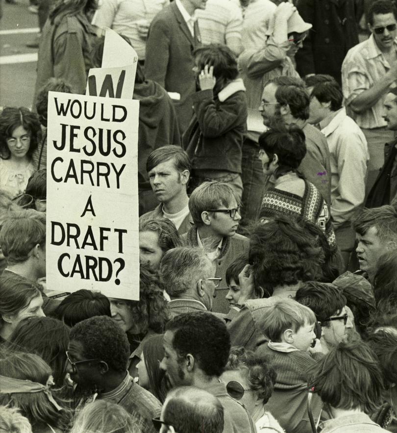 People demonstrate against Australia’s involvement in the Vietnam war. 