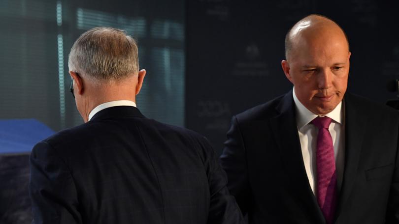Malcolm Turnbull (left) and Peter Dutton in 2018.