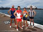 Max Gawn, Dane Rampe, Daniel McStay and Toby Greene at Wednesday’s launch of opening round.
