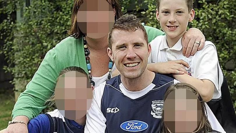 Patrick Orren Stephenson (right) as a child, and his former AFL footballer dad Orren Stephenson.