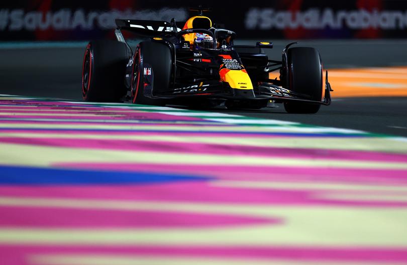 JEDDAH, SAUDI ARABIA - MARCH 07: Max Verstappen of the Netherlands driving the (1) Oracle Red Bull Racing RB20 on track during practice ahead of the F1 Grand Prix of Saudi Arabia at Jeddah Corniche Circuit on March 07, 2024 in Jeddah, Saudi Arabia. (Photo by Clive Rose/Getty Images)