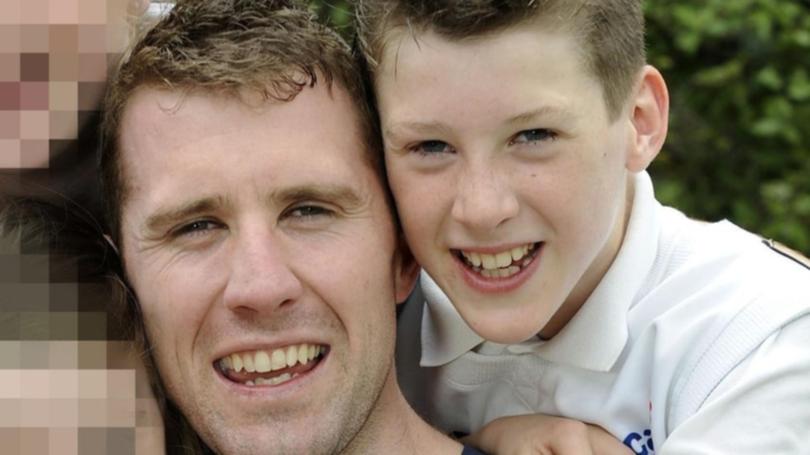 Patrick Orren Stephenson (right) and his former AFL footballer dad Orren in happier times 