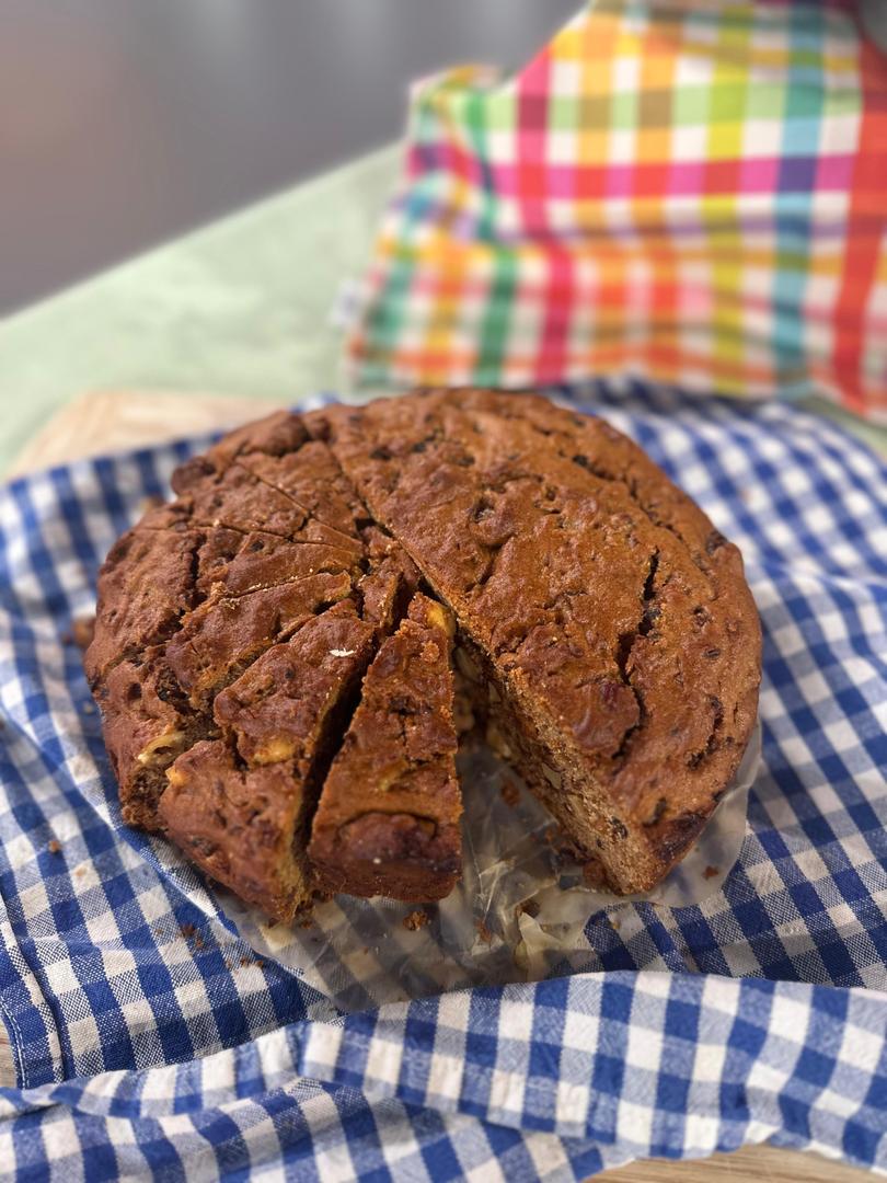 Gran’s tasty cinnamon, brandy, and nut cake.