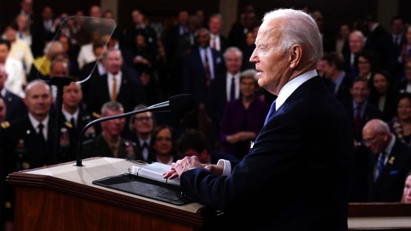US President Joe Biden during his State of the Union address.