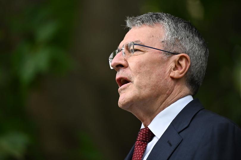 Attorney-General and Acting Foreign Minister Mark Dreyfus speaks to media during a doorstop at Treasury Gardens in Melbourne, Thursday, December 28, 2023. (AAP Image/James Ross) NO ARCHIVING