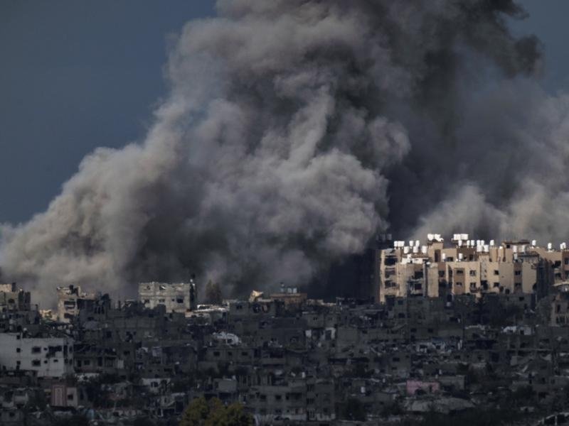 Smoke rises to the sky following an explosion in the Gaza Strip