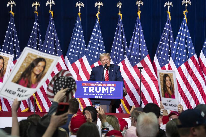 Former President Donald Trump speaks during a rally in Rome, Ga. on March 9, 2024.