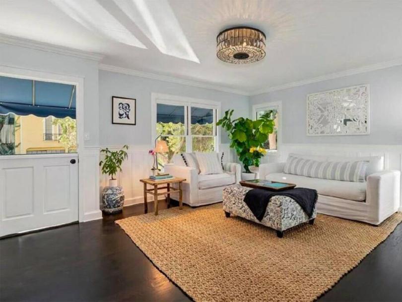 The living room in the Hollywood Hills bungalow.