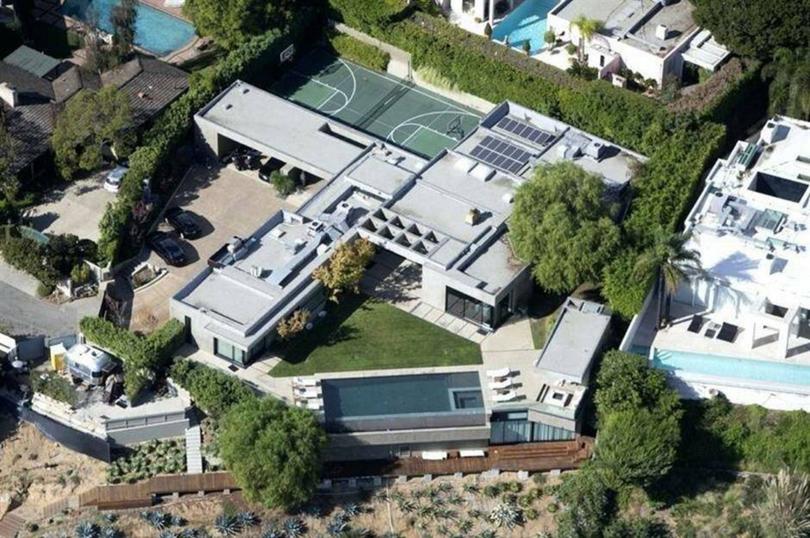 An aerial shot of Leonardo Di Caprio's sprawling compound in the Hollywood Hills