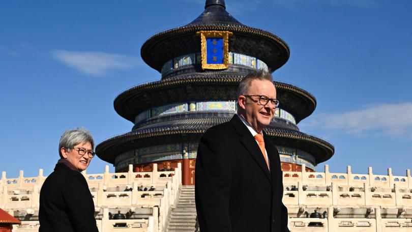 Australia’s PM Anthony Albanese and Foreign Affairs Minister Penny Wong at the Temple of Heaven in Beijing.