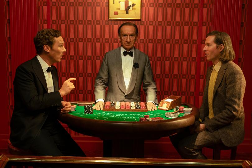 Wes Anderson on set with Benedict Cumberbatch in The Wonderful Story of Henry Sugar. Picture: Roger Do Minh/Netflix 2023