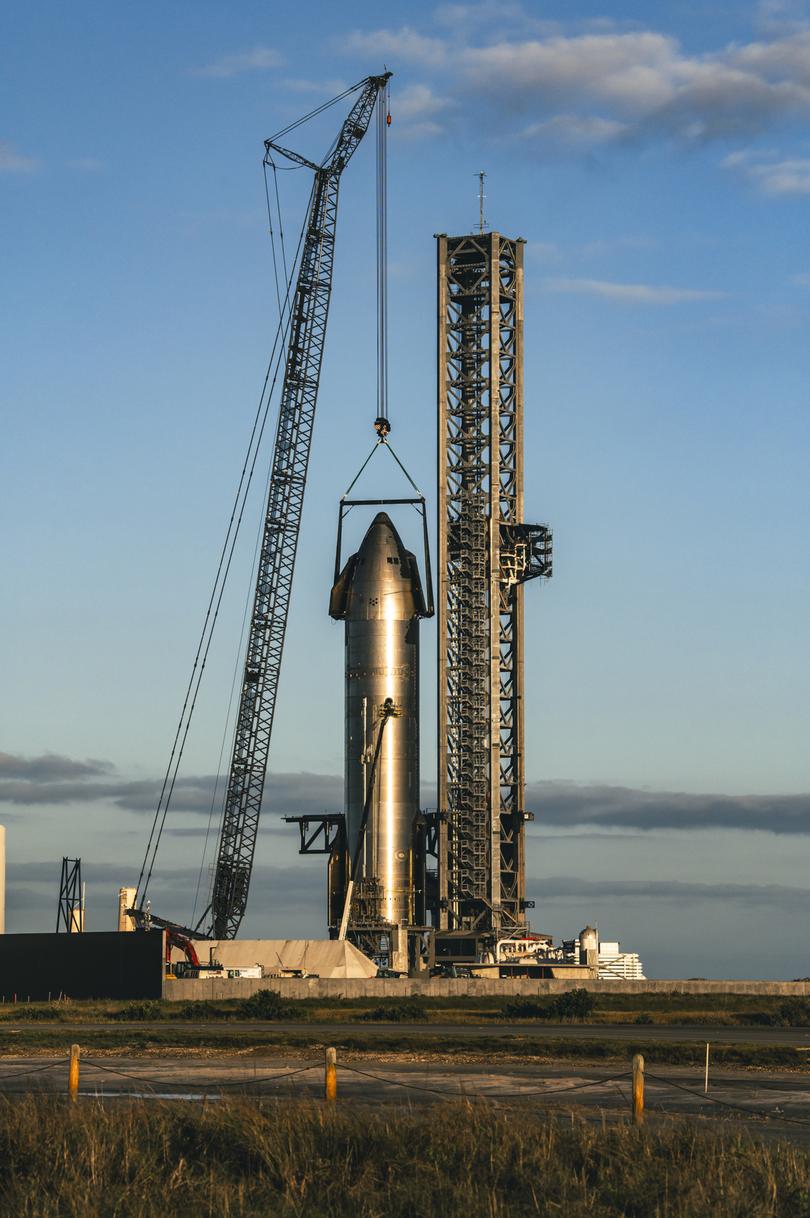 SpaceX’s Starship rocket at its launch site in Boca Chica, Texas on Feb. 21, 2024. (Meridith Kohut/The New York Times)
