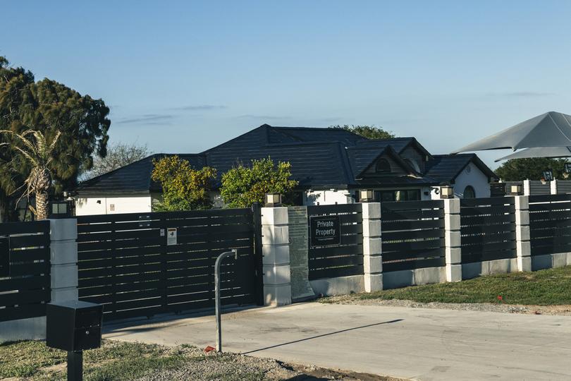 The current campus of the Ad Astra School, which sits behind the security gates of a SpaceX-owned compound, in Boca Chica, Texas, on Feb. 21, 2024. (Meridith Kohut/The New York Times)