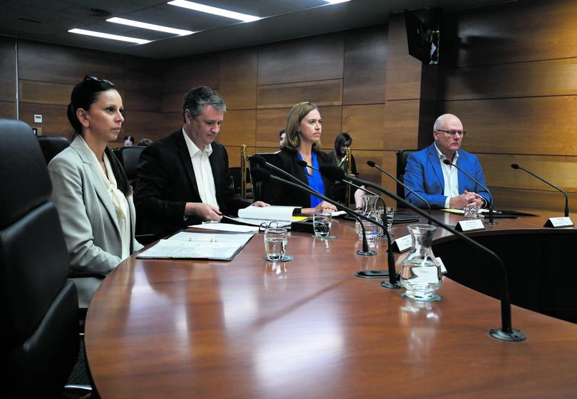 Inquiry into sexual harassment against women in the FIFO mining industry.

Pictured representing Woodside l to r are Ms Jacky Connolly (Vice President - People and Global Capability), Mr Steven Pyle (Manager - Business Integrity), Mrs Fiona Hick (Executive Vice President - Operations) and Mr Phil Reid (Vice President - Health, Safety and Environment)