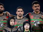 Cody Walker (centre) and Latrell Mitchell (right) have been vocal in their support of Ezra Mam. (Dan Himbrechts/AAP PHOTOS)