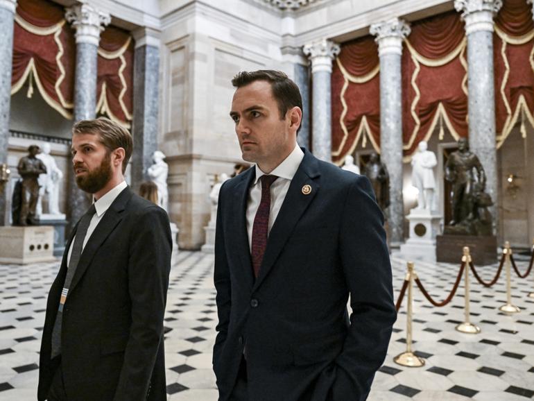 Rep. Mike Gallagher (R-Wis.), right, is one of the primary champions of the legislation.